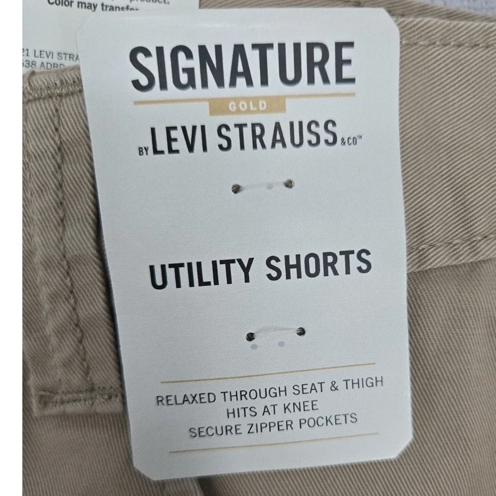 Signature Levi Strauss Gold Utility Shorts 46 Khaki‎ Relaxed Fit NWT